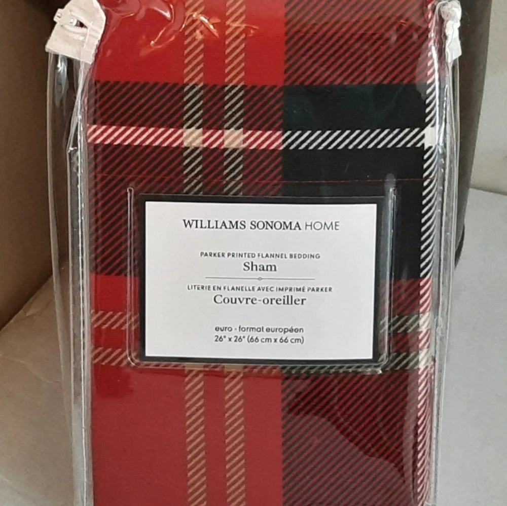 Williams Sonoma Parker Plaid Flannel Euro Sham Red